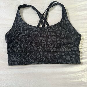 lululemon athletica Charcoal Black Patterned Crisscross Sports Bra